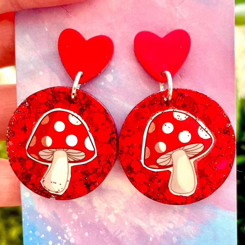 Acrylic Mushroom Earrings